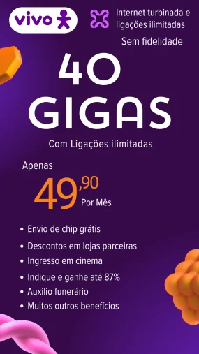 Plano vivo de 40 gigas com ligações